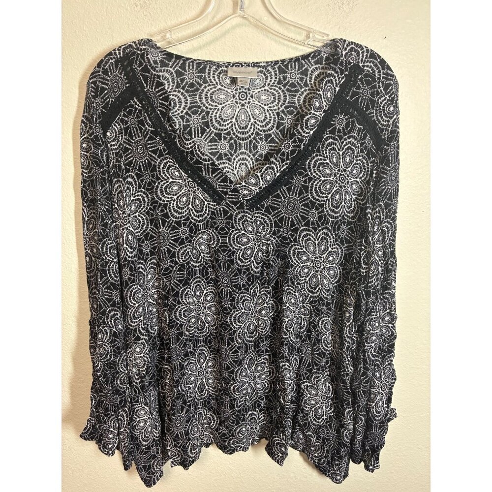 Avenue Blouse Business Casual Boho Floral Granny Long Sleeve Whimsigoth Sz 22/24